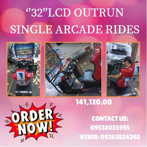 ‘’32'’LCD OUTRUN SINGLE arcade RIDES (Category: Nintendo) located in Caloocan City. Submitted by 09051674995 (Listing ID 1334906658, Image 1). Description: 1.Size：170*110*190cm 2.Weight：130KG.