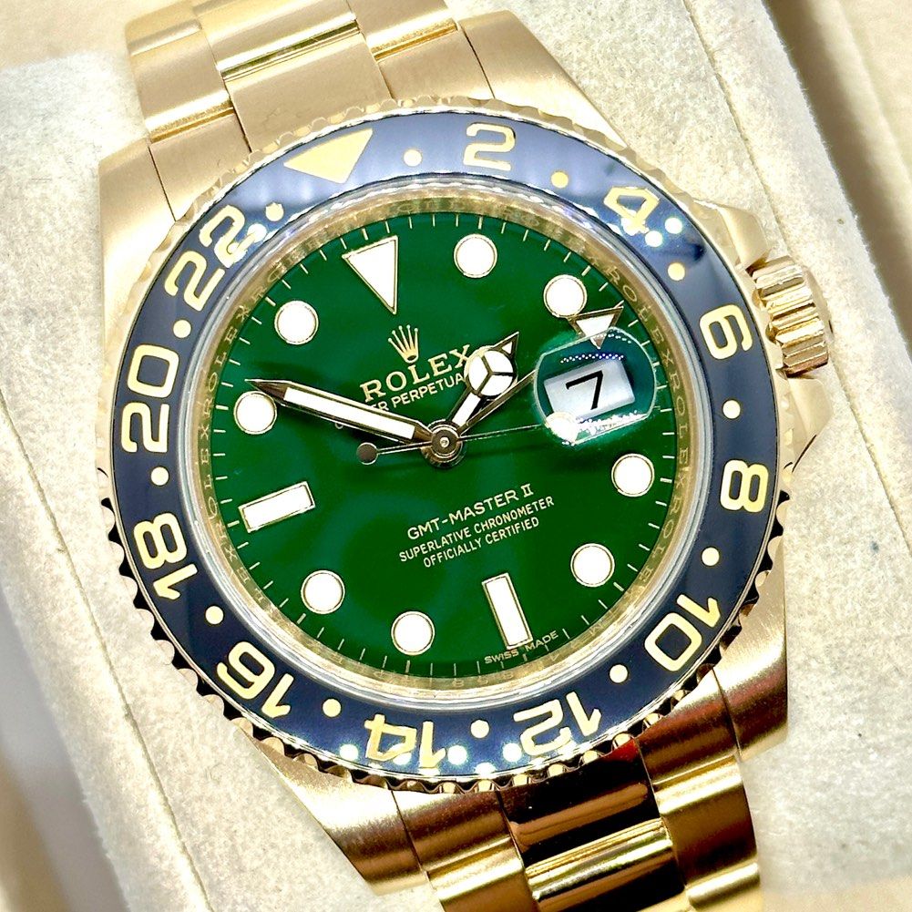 LIKE NEW 2011 Rolex GMT MASTER II Full Gold Jade 116718ln 116508 John Mayer 116505 116618lb 126715chnr