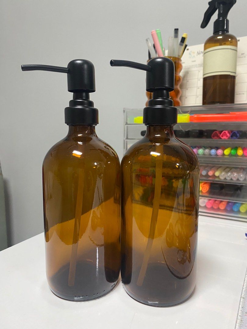 Amber Pump Bottles in 500 ml (Sold as Set) (Category: Bath) located in Davao. Submitted by nlc.declutters (Listing ID 1335041348, Image 1). Description: Never used RFS: Extra.