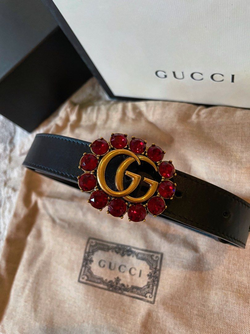 Gucci belt with red stones sales