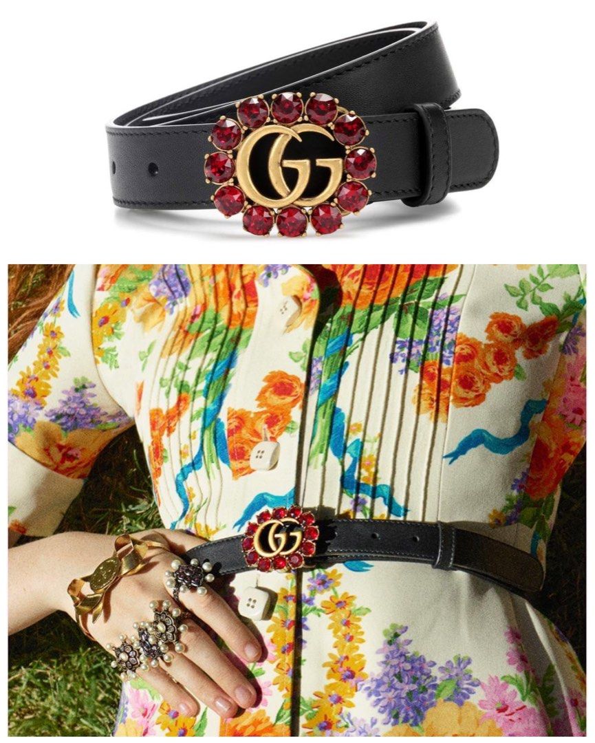Gucci belt with red stones sales