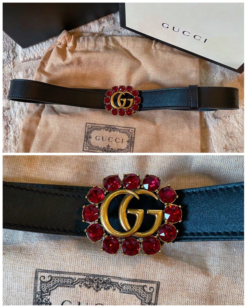 Gucci belt with red stones sales