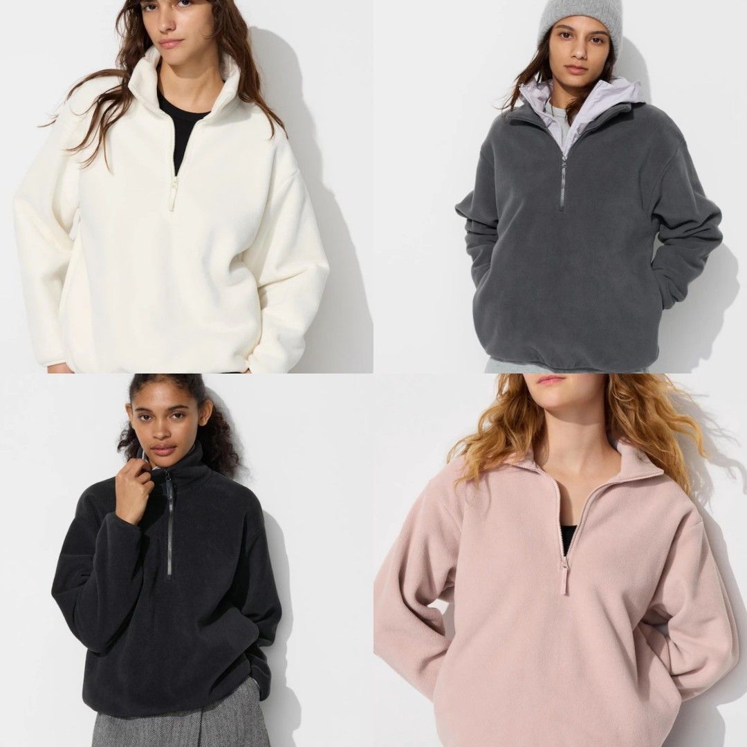 BNWT UNIQLO Fleece Half-Zip Sweater, Women's Fashion, Tops
