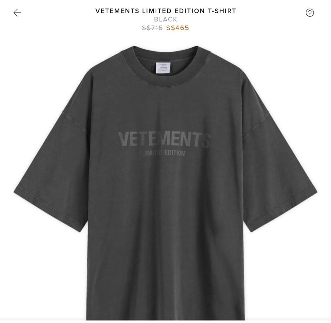 Brand New Vetements Limited Edition Logo T Shirt Men s Fashion Tops Sets Tshirts Polo Shirts on Carousell