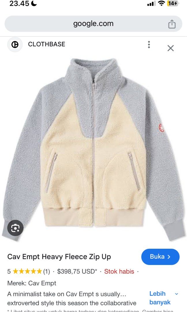 Cav empt heavy fleece zip up best sale