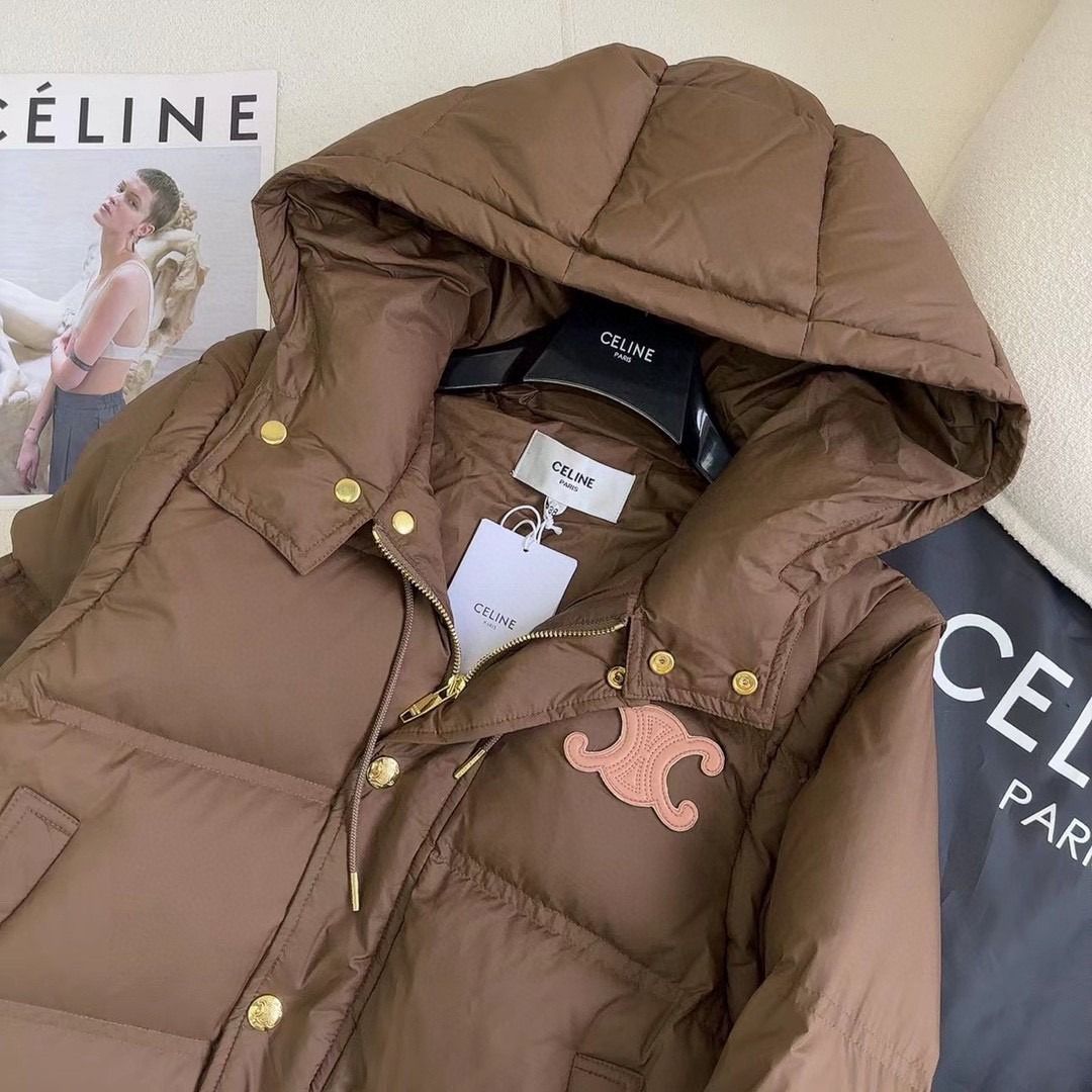 long sleeve down jacket by celine puffer jacket IN nylon - BEIGE 