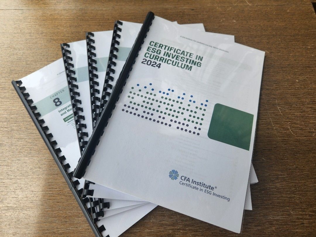 CFA Certificate of ESG Investing Hardcopy fully binded curriculum