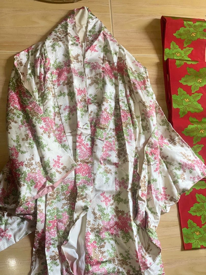 Floral Yukata (Category: Sets or Coordinates) located in Manila. Submitted by practicalitynerd (Listing ID 1334923453, Image 1). Description: Traditional Japanese Yukata with Obi Belt Never worn, authentic yukata from Japan featuring a delicate floral pattern. Comes with a matching red and green obi belt. Slightly creased from storage but can easily be restored. Perfect for festivals, events, or collectors seeking an elegant, traditional piece..
