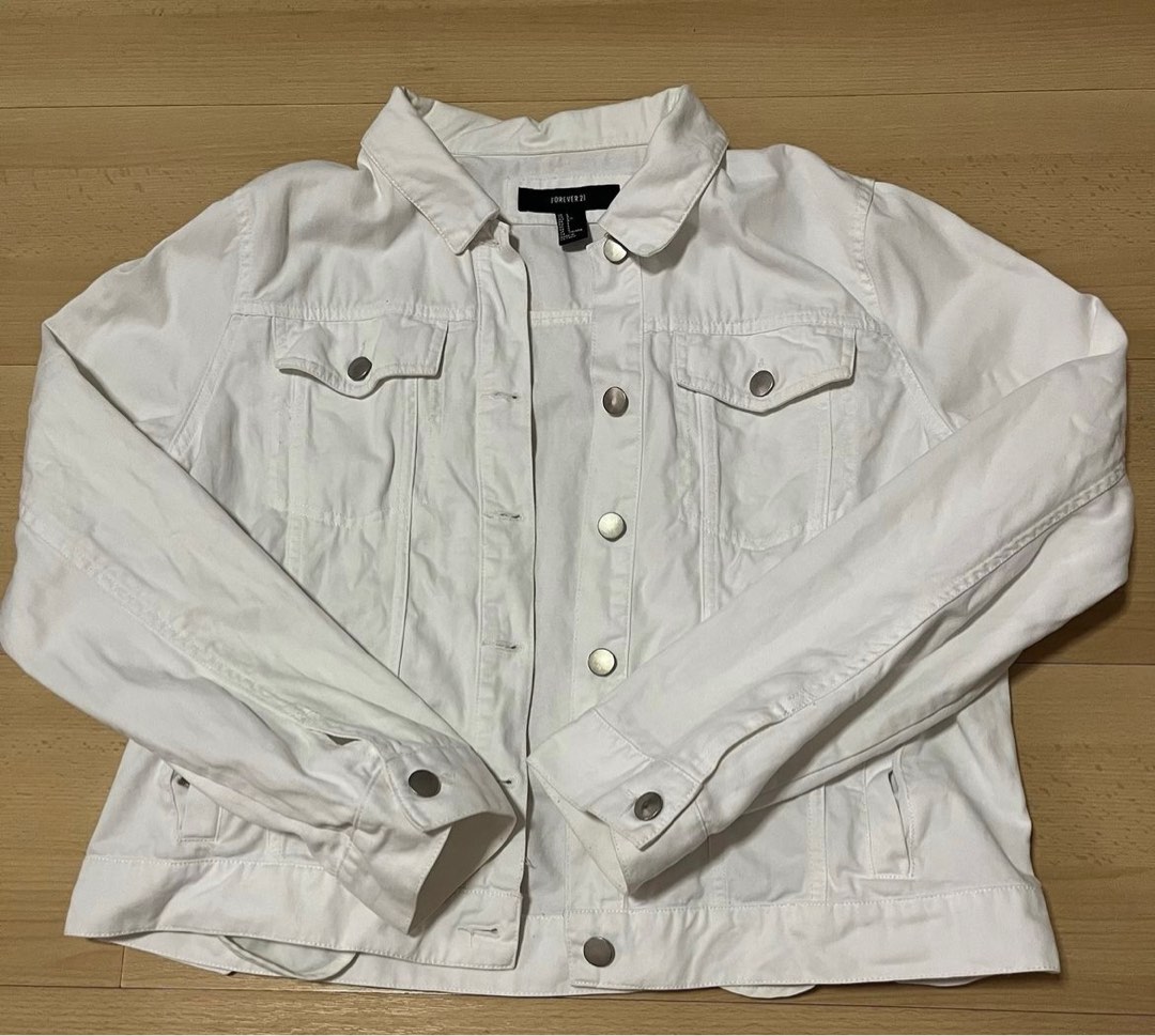 White jean jacket forever 21 on sale