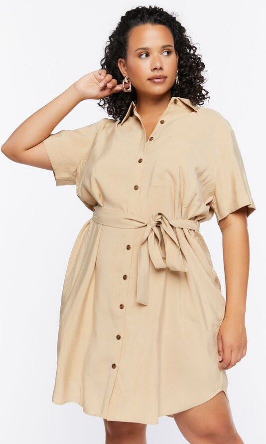 Forever 21 Beige Safari Shirt Dress, Women's Fashion, Dresses & Sets,  Dresses on Carousell
