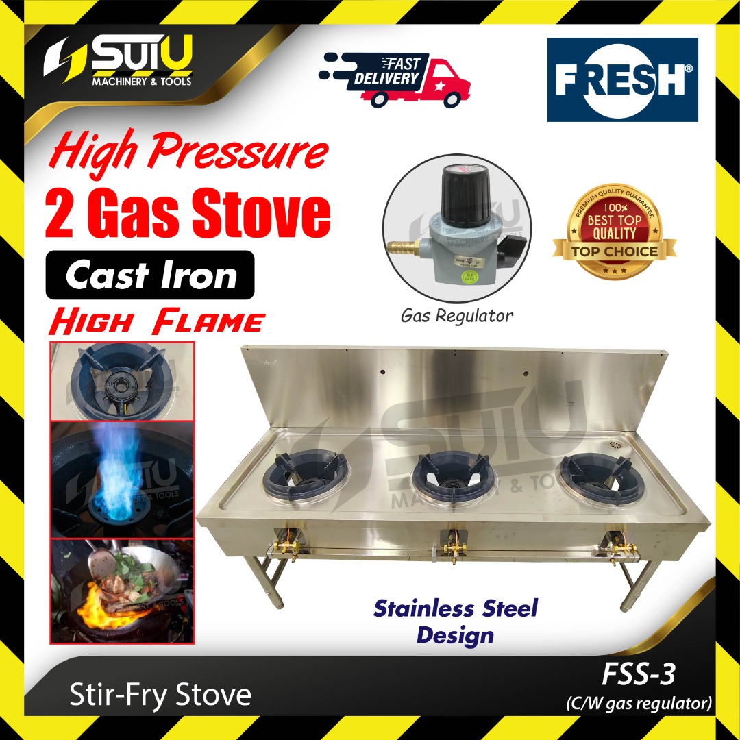 FRESH FSS-3 / FSS3 Triple Burner Gas Stove / Stir-Fry Stove / Gas Stove ...