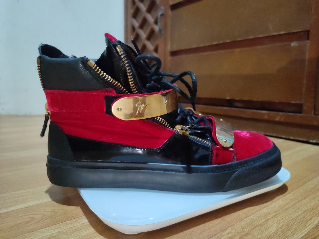 Giuseppe zanotti red velvet sneakers discount