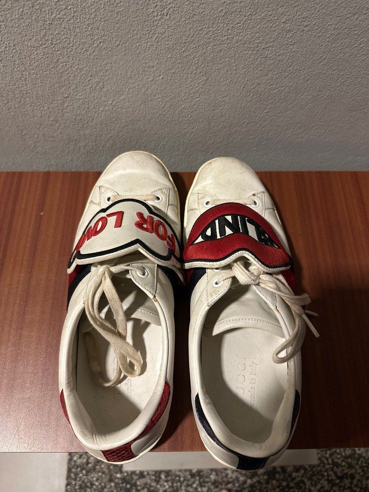 Gucci Ace Blind For Love Men s Fashion Footwear Sneakers on Carousell