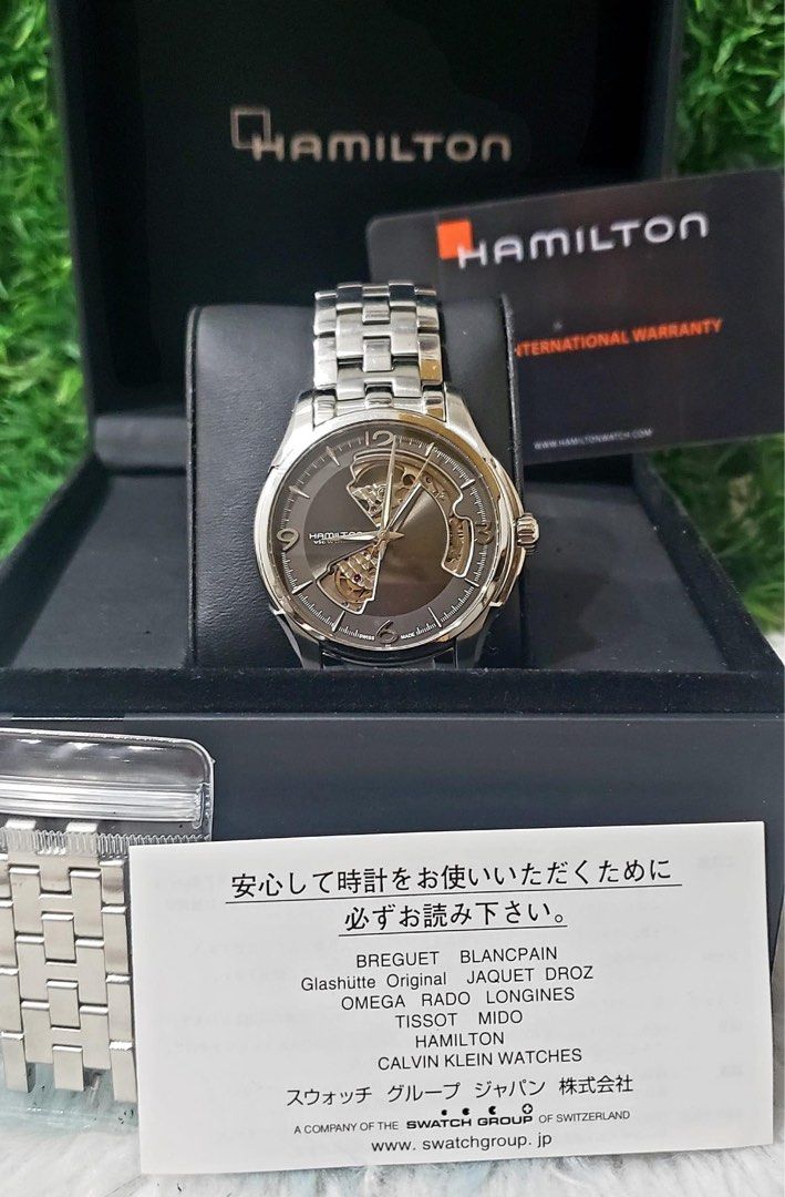 HAMILTON JAZZMASTER OPENHEART (Category: Men's Watches) located in Manila. Submitted by annafinds (Listing ID 1335010538, Image 1). Description: 💖₱49,999 HAMILTON JAZZMASTER OPENHEART H325651/automatic swiss made sapphire crystal glass 50meter water resistant 72.5 psi 41mm case diameter 19cm wrist size complete set.