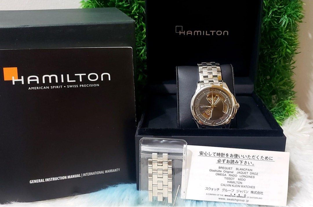 HAMILTON JAZZMASTER OPENHEART (Category: Men's Watches) located in Manila. Submitted by annafinds (Listing ID 1335010538, Image 2). Description: 💖₱49,999 HAMILTON JAZZMASTER OPENHEART H325651/automatic swiss made sapphire crystal glass 50meter water resistant 72.5 psi 41mm case diameter 19cm wrist size complete set.