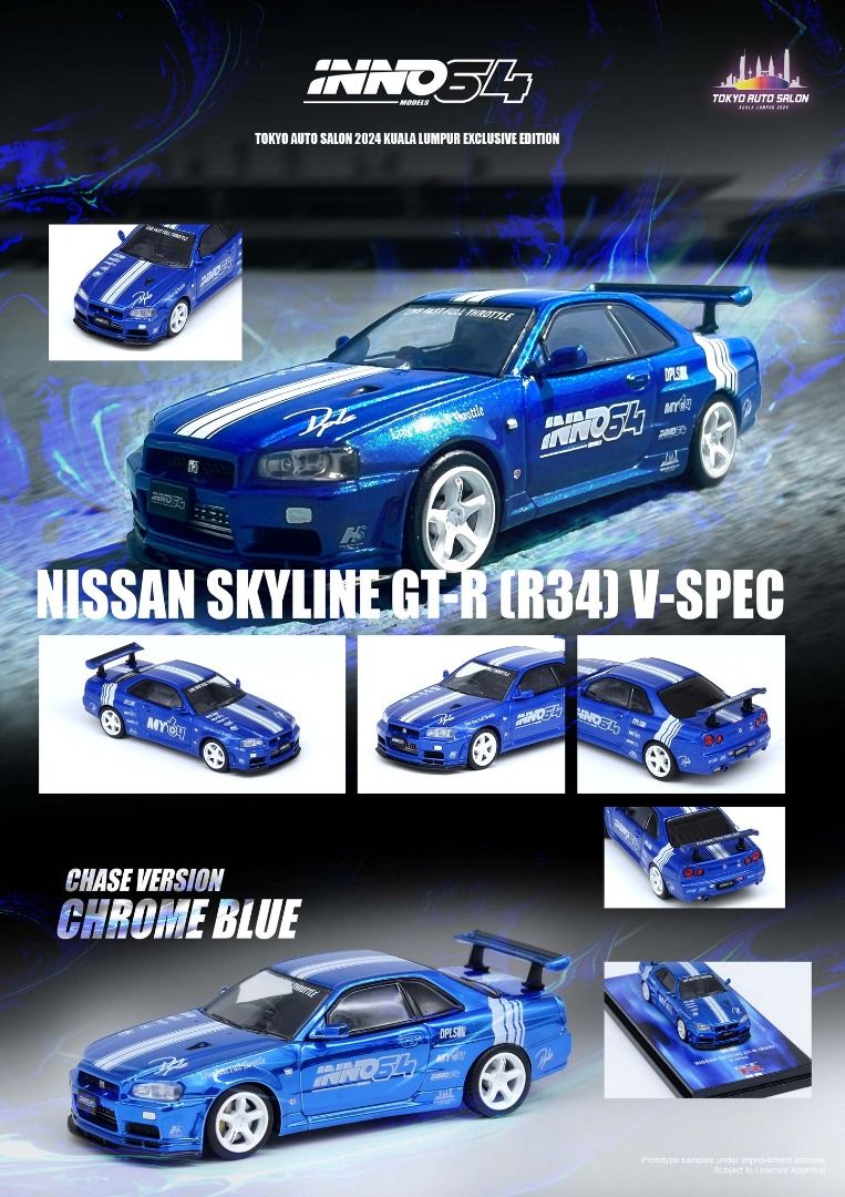 INNO64 Nissan Skyline GT-R R34 V Spec Blue Tokyo Auto Salon