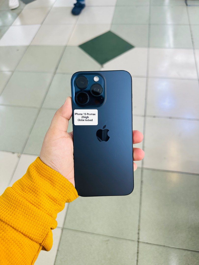 Iphone 15 Pro Max 256gb 90-95% batt Globelocked (Category: iPhone 15 Series) located in San Juan City. Submitted by javedsgadgetshop (Listing ID 1335030253, Image 1). Description: OPEN FOR INSTALLMENT VIA CREDIT CARD/GGIVES/SPAY/BILLEASE & SWAP/TRADE-IN! BUY AND SELL! Quick Specs : Iphone 15promax •256gb •NTC Variant •90-95% batt health •Globelocked •95% Smoothness •No hidden issue | No Repaired •100% Authentic | Not Refurbished •w/ OEM Charger &