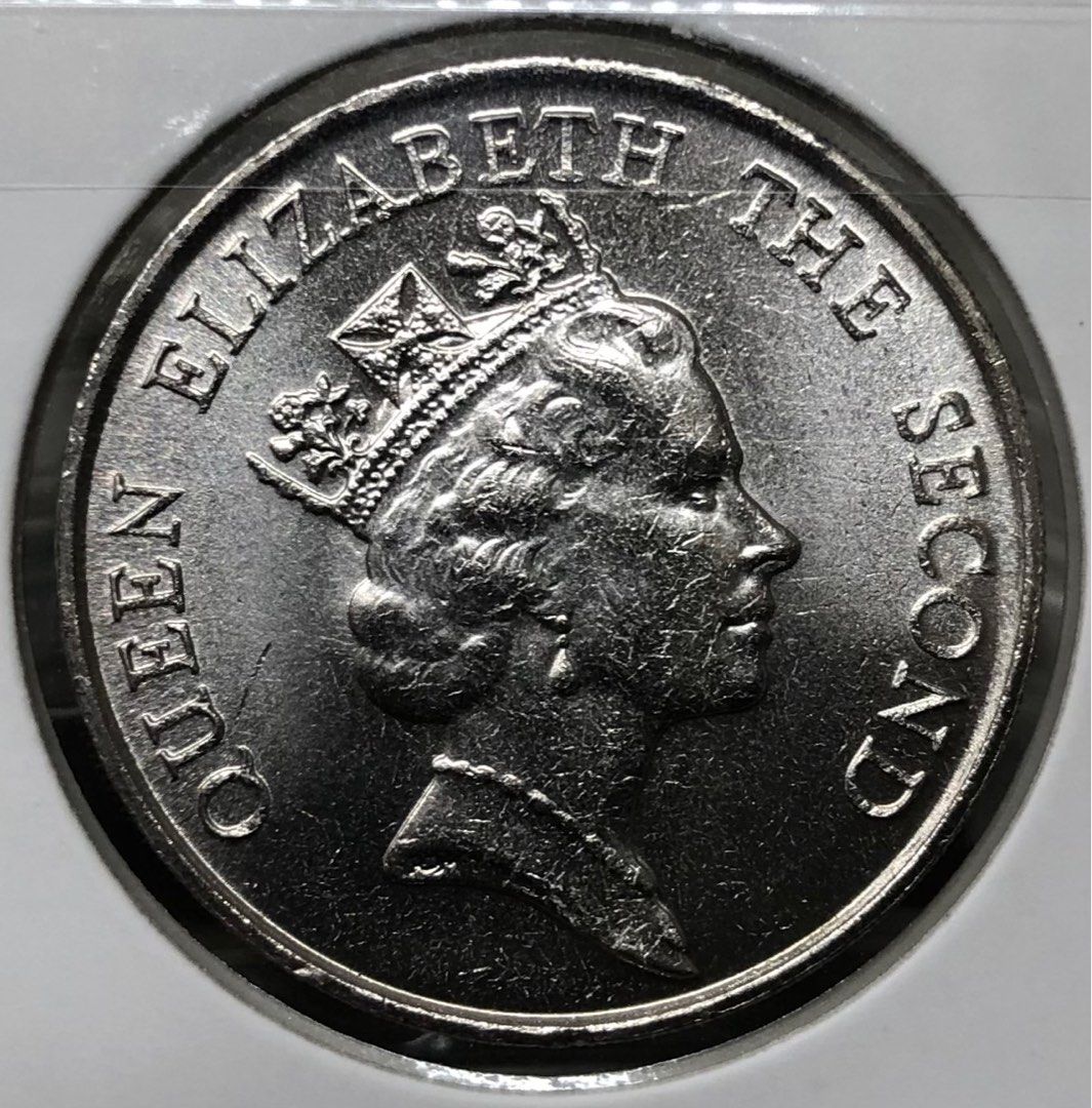 L2.10香港伍圓1987年[大皇冠五元]【全新UNC未使用--L2.10爆光靚品/幣面光滑/超強原廠車輪轉光】【英女王伊利沙伯二世】 香港舊版錢幣・ 硬幣$450 (L2.10),