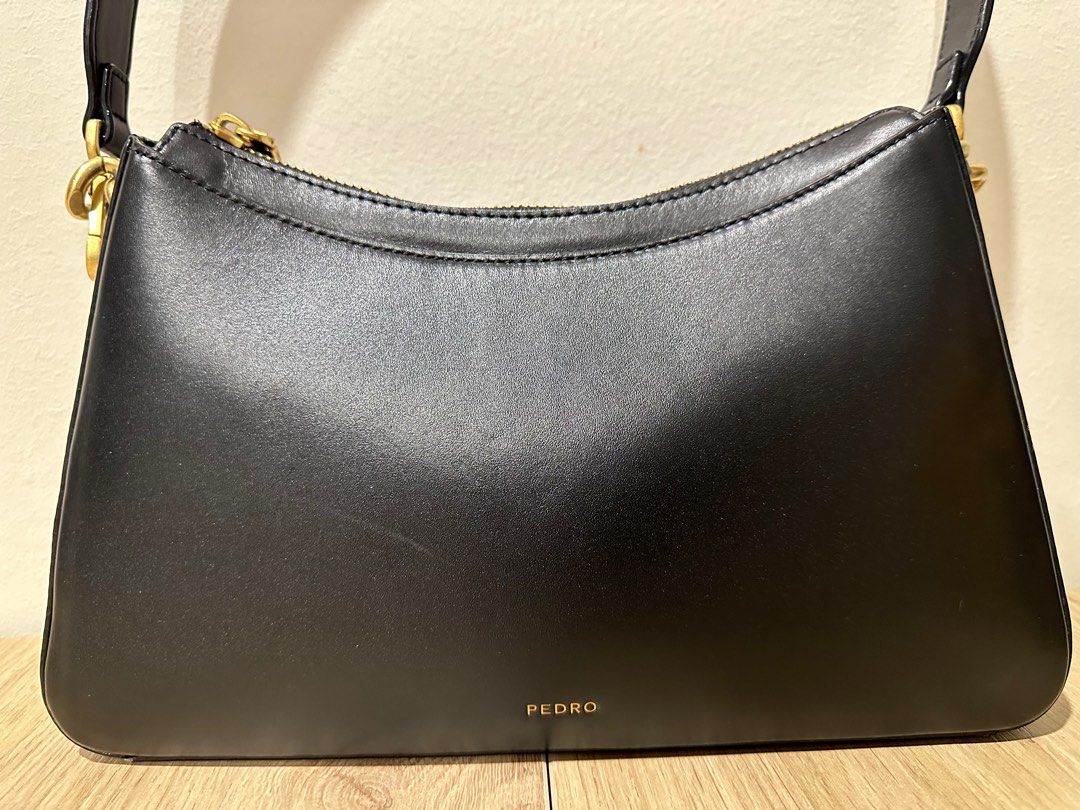 Pedro Calfskin Bag Black with Gold Chain design Shoulder bag Crossbody bag Women s Fashion Bags Wallets Shoulder Bags on Carousell