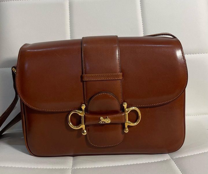 Rare Vintage Celine Box Bag Shoulder Bag Brown, Luxury, Bags