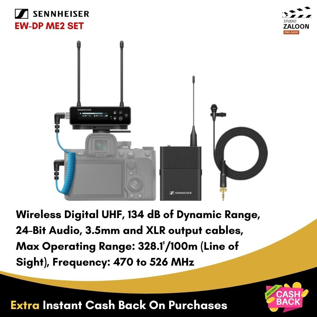 Sennheiser EW-DP ME 2 SET Camera-Mount Digital Wireless Omni Lavalier ...