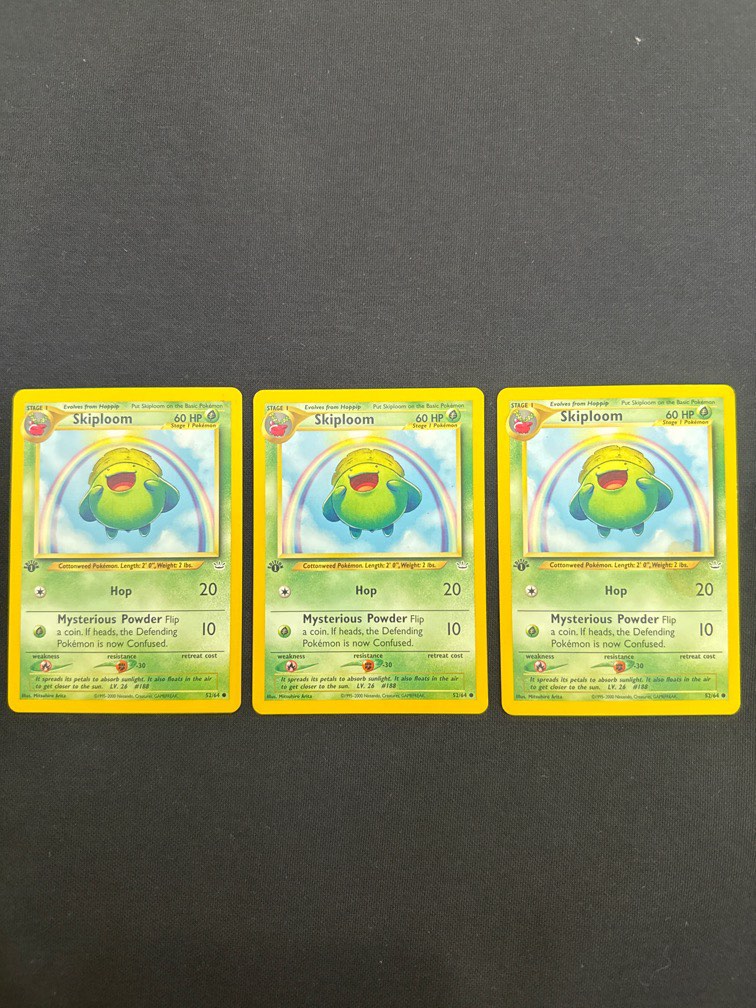 Skiploom First Edition 52/64 Pokemon Card, Hobbies & Toys, Memorabilia &  Collectibles, Vintage Collectibles on Carousell