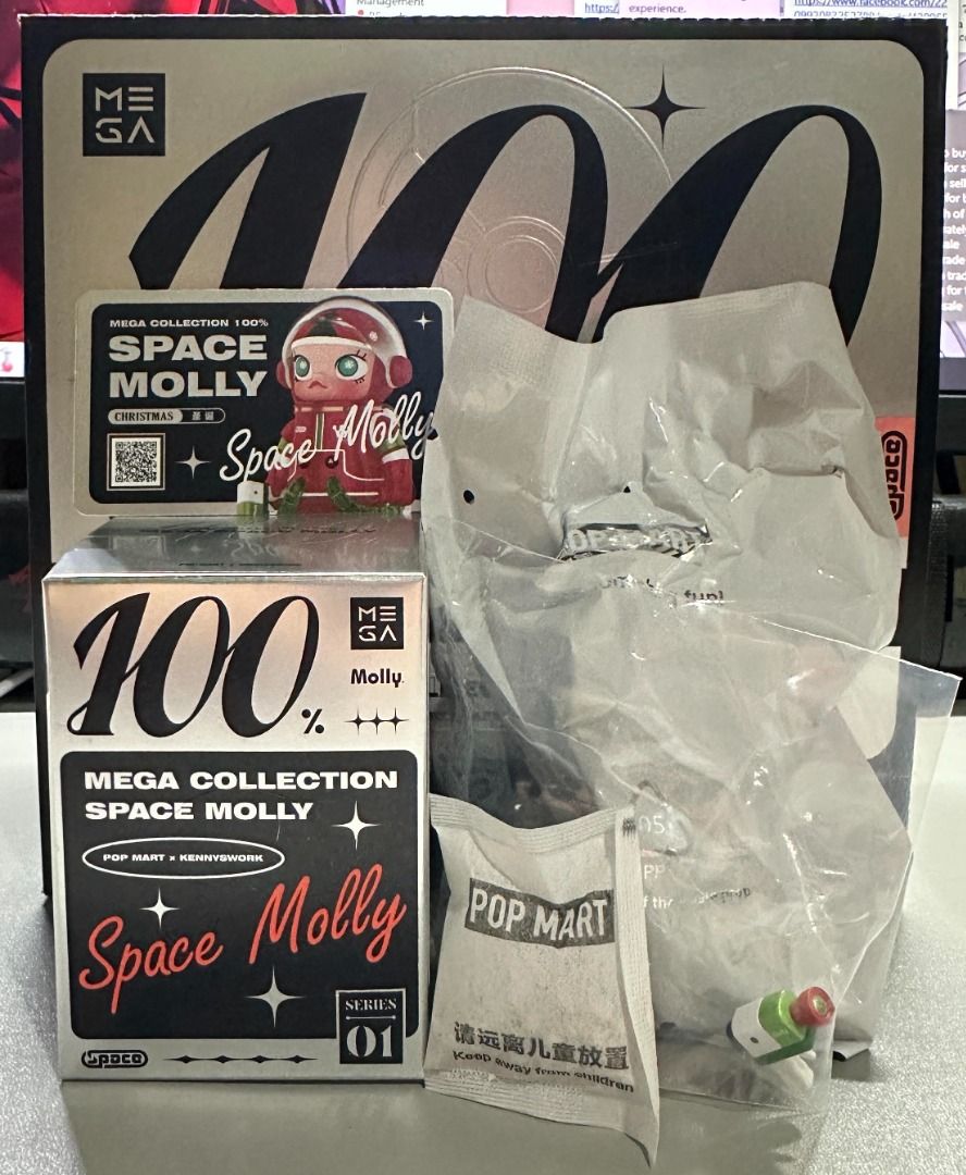 Space Molly 100% v1 Popmart (Category: Designer & Blind Box Toys) located in Quezon City. Submitted by rouge89 (Listing ID 1334932706, Image 2). Description: Space Molly 100% v1 Popmart Open box (bottom) Sealed Foil Complete with Card 930 each Take All: P3,600 Available: Watermelon Spongebob (SOLD) Little Painter Christmas .