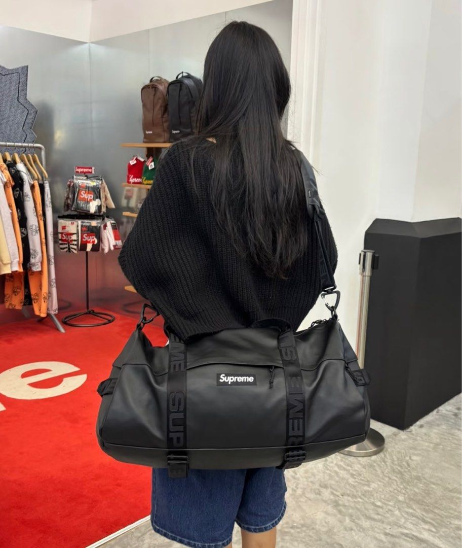 Supreme leather duffle bag best sale