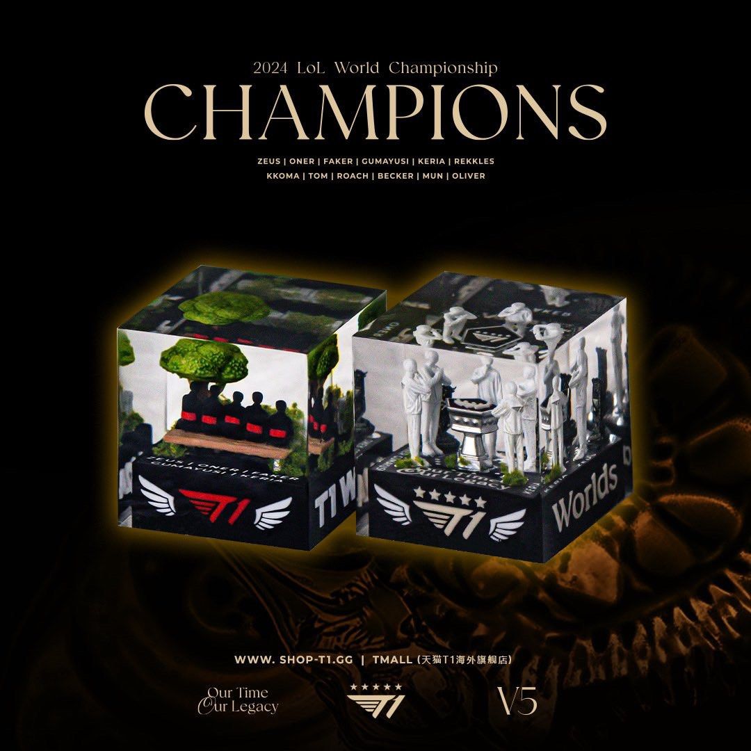 T1 merchandise for the Worlds 2024 Champions Series T1 Faker, Video
