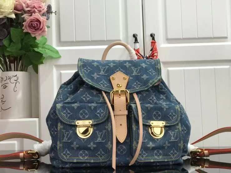 Tas Louis Vuitton Denim Vintage Backpack, Fesyen Wanita, Tas
