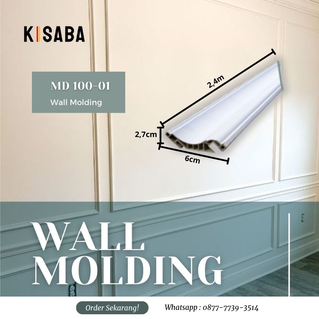 Wall Moulding PVC Dinding KISABA / Moulding Hiasan Dinding 2,4m - MD100 ...