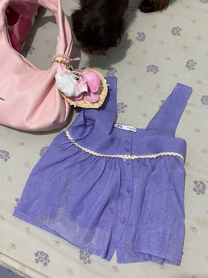 Zyra Sleeveless Knitted Crop Top (Category: Sleeveless) located in Alaminos. Submitted by adoptmythingss (Listing ID 1335032189, Image 2). Description: Bought also in ig for 500+sf Knit Measurements: S - Chest 82cm, Length 51cm Can fit to M 🧸Lay flat to dry / do not tumble dry Iron on a low heat setting.