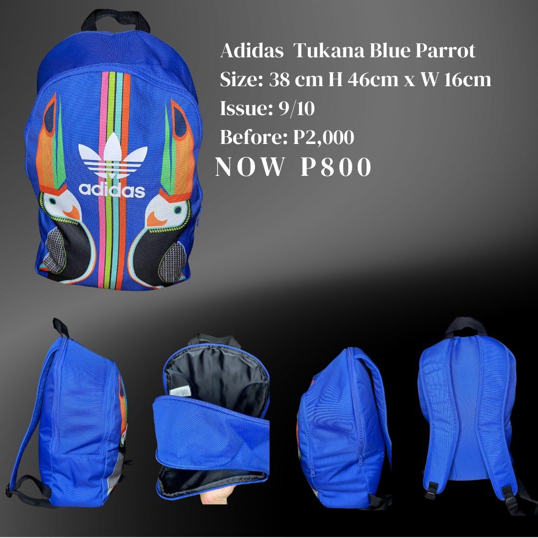 Adidas Tukana Blue Parrot Backpack Women s Fashion Bags Wallets Backpacks on Carousell