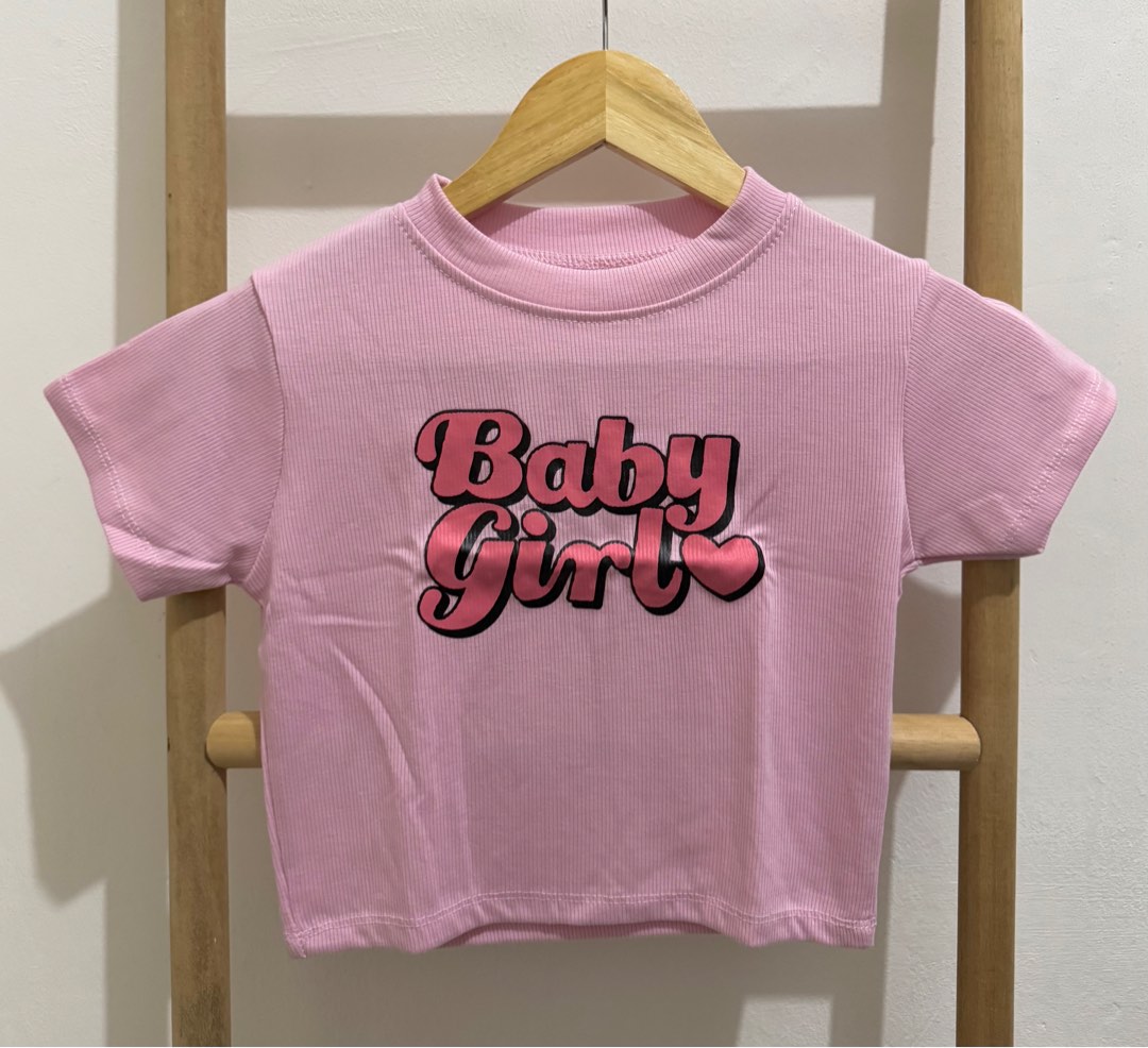 Baby Girl Crop Tee, Fesyen Wanita, Pakaian Wanita, Atasan di Carousell