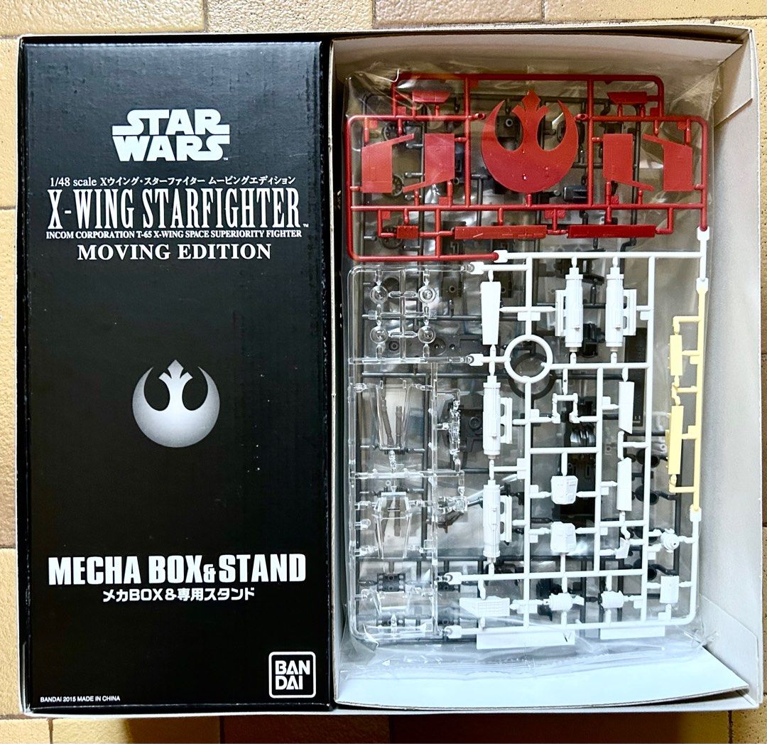 Bandai Star Wars X-Wing Starfighter (Moving Edition) - 1:48 scale (Category: Vehicle & Diecast Models) located in Singapore. Submitted by hselamat (Listing ID 1335103588, Image 3). Description: Never built. All parts are still in their sealed bags. Box is a little dusty and has a partially peeled price tag as shown in the pictures. Am willing to deliver especially east-side SG..