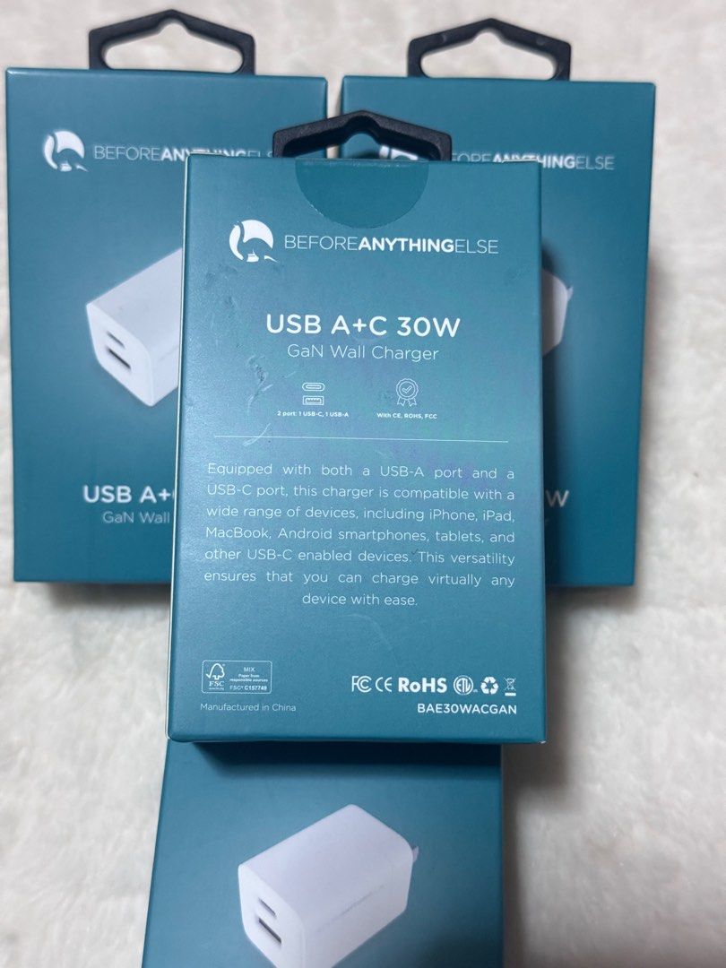 BEFORE ANYTHING ELSE ADAPTOR 30W (Category: Cables & Adaptors) located in Pasay City. Submitted by zette_ (Listing ID 1335202621, Image 2). Description: ‼️ONHAND‼️ 📌BEFORE ANYTHING ELSE USB A+C 30W WALL CHARGER.