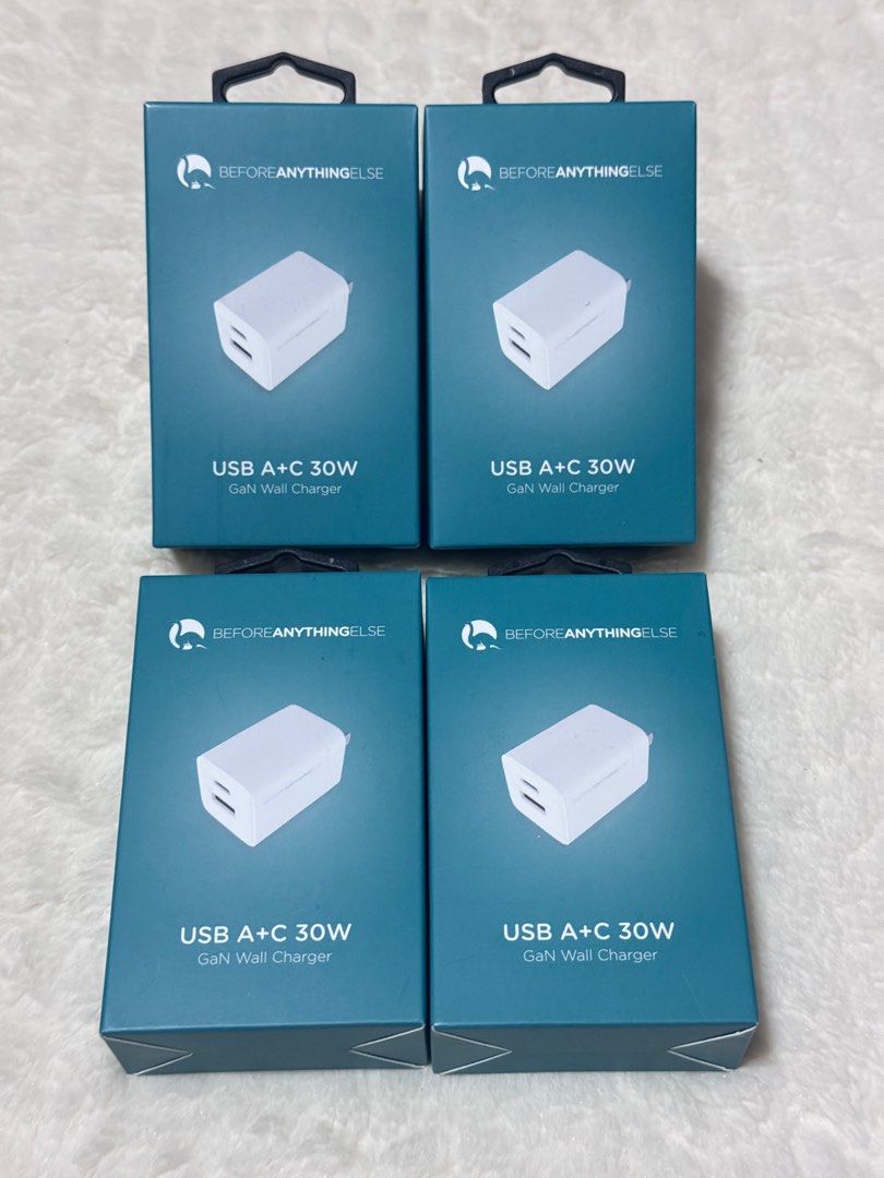 BEFORE ANYTHING ELSE ADAPTOR 30W (Category: Cables & Adaptors) located in Pasay City. Submitted by zette_ (Listing ID 1335202621, Image 1). Description: ‼️ONHAND‼️ 📌BEFORE ANYTHING ELSE USB A+C 30W WALL CHARGER.