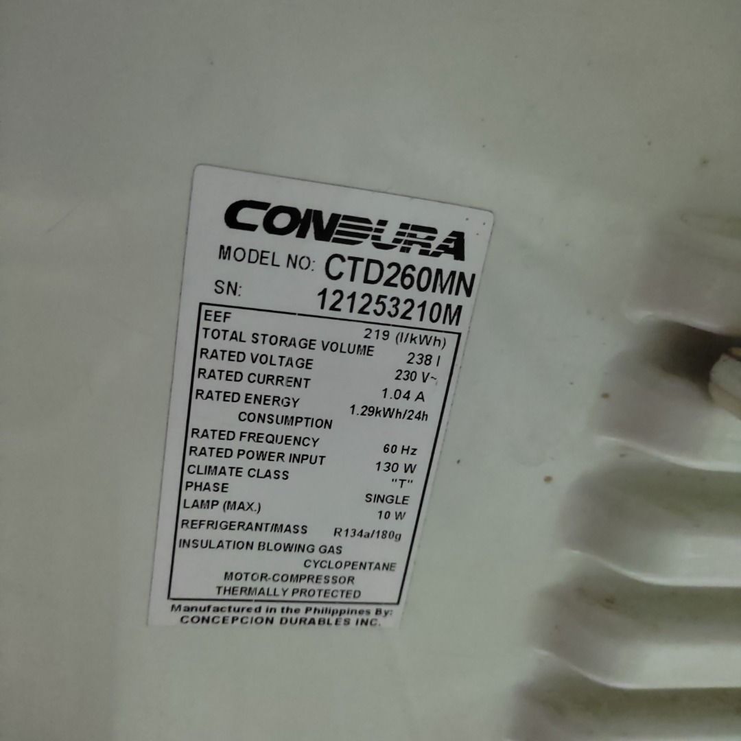 Condura CTD260MN Refrigerator with Freezer TV Home Appliances Kitchen Appliances Refrigerators and Freezers on Carousell