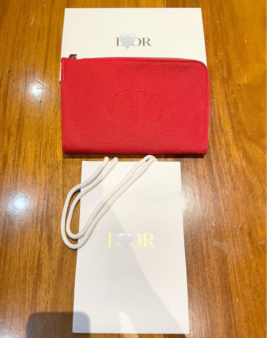 Dior red corner zipper makeup trousse pouch bag SET (Category: Makeup) located in Pasig City. Submitted by deluxuryshop (Listing ID 1335184966, Image 3). Description: Brand new and authentic Includes box and paperbag sold as set GWP VIP complimentary from the brand Perfect for gifting .