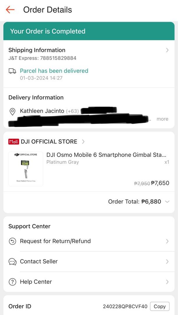 DJI OSMO mobile 6 platinum gray (Category: Mounts & Holders) located in Antipolo. Submitted by kathcmartinez (Listing ID 1335074232, Image 2). Description: Brand new!!! bought for food vlogging sana for my resto business but hindi rin nagamit. NEVER PO NAGAMIT kahit isang beses. no scratches and all. Last price posted. NO HAGGLING PLS! Thanks!.