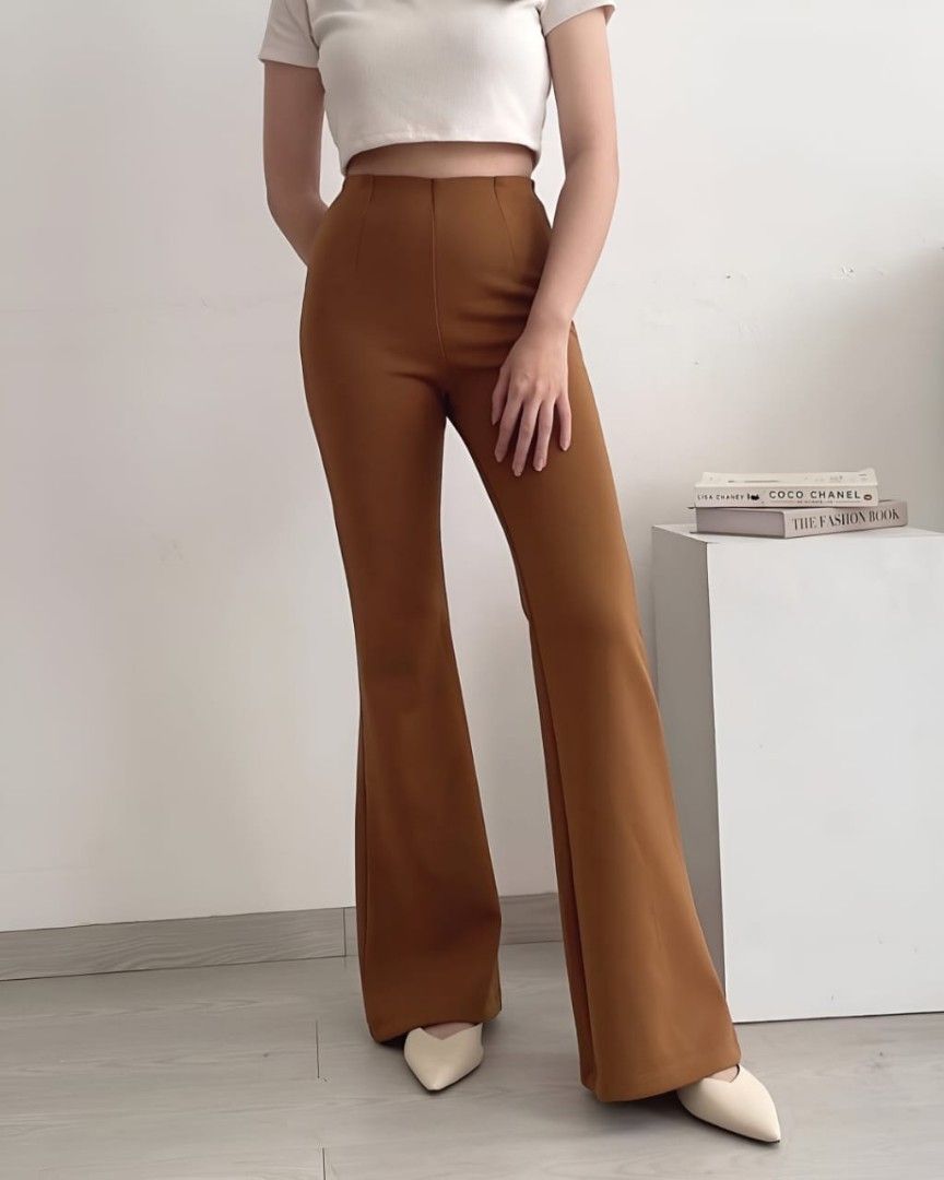 Flare Pants Celana Highwaist Celana Kulot Scuba Cutbray