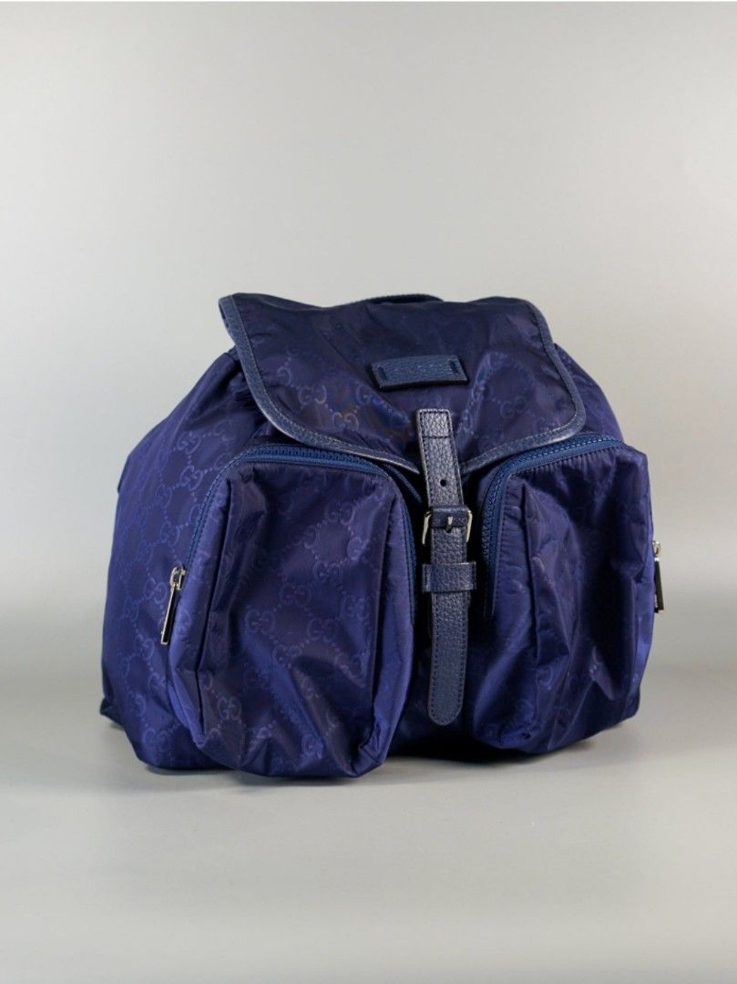Gucci GG Blue Nylon Drawstring Backpack Luxury Bags Wallets on Carousell