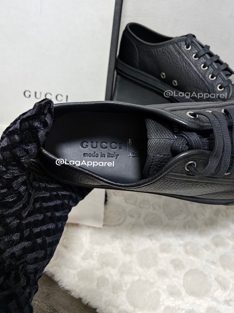 Gucci Men All Black Leather Shoes