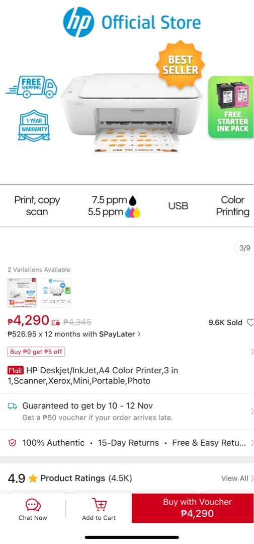 HP Printer Scanner Copy ( Deskjet 2620) (Category: Printers, Scanners & Copiers) located in Mandaluyong City. Submitted by saroosss (Listing ID 1335153780, Image 3). Description: YES IT IS AVAILABLE Only for sure buyers Fixed Price slightly used Reason for Sale: not being used at home Ink is not available, should be purchased by the buyer Scans, copies and prints Only for Pickup Location: Greenfield District.