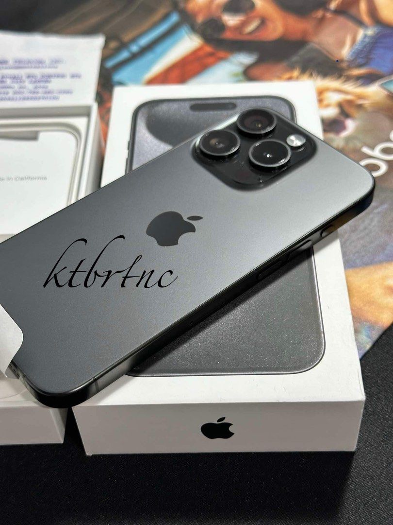 iPhone 15 Pro 256gb (Category: iPhone 15 Series) located in Cavite. Submitted by katbritani92264 (Listing ID 1335171028, Image 3). Description: Months old iPhone 15 Pro 256 GB Black Titanium (NOT pro max) •Globelocked (nakaprocess na for unlocking) •Warranty til December 2024 •96% battery health •Smooth, no dents, no issues Complete with original box same imei, original cord, manuals Free 20w adapter, case, and tempered glass Pick up Meet up COD/