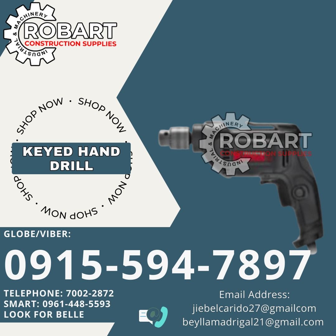 Keyed Hand Drill (Category: Construction Tools & Equipment) located in Manila. Submitted by bellarobart (Listing ID 1335099220, Image 1). Description: Keyed Hand Drill Brand: Kress 10mm 500W 𝑹𝑶𝑩𝑨𝑹𝑻 𝑪𝑶𝑵𝑺𝑻𝑹𝑼𝑪𝑻𝑰𝑶𝑵 𝑺𝑼𝑷𝑷𝑳𝑰𝑬𝑺 Office Address: 1405 Yuseco St. Sta Cruz Manila SEND US MESSAGE FOR INQUIRIES ‼️ ‼️ Glb/Vibr: 0915-594-7897 Smrt: 0961-448-5593 Landline: (7746-6248 / 7002-2872) 𝓛𝓞𝓞𝓚 𝓕𝓞𝓡 𝓑𝓔𝓛𝓛𝓔 🔵 100% Trusted
