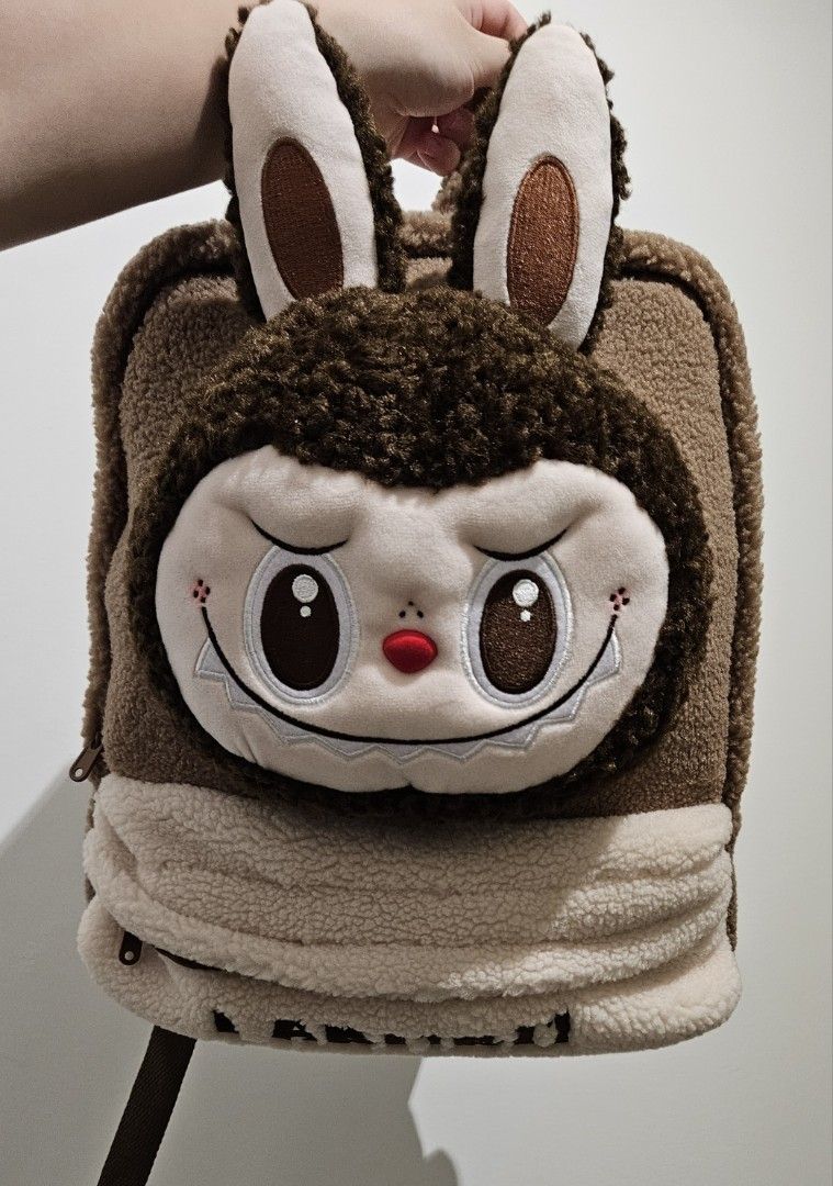 Popmart Labubu berber fleece backpack (brown)