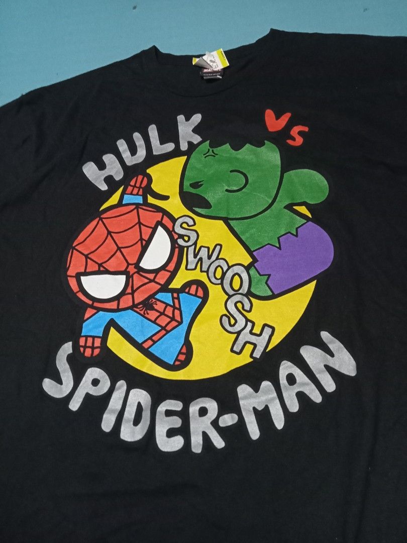 MARVEL SPIDER VS HULK BY MAD ENGINE MEGA PRINT TSHIRT (Category: Tshirts & Polo Shirts ) located in Cavite. Submitted by fb_derick.aguilar.alcantara (Listing ID 1335221624, Image 2). Description: Marvel Spider vs Hulk by Mad engine Mega print graphic tshirt marvel mad engine hard tag dated 2012 no issue excellent as new condition 24 width 30 length 600 +shipping fee mop gcash courier J&T express location Cavite city.