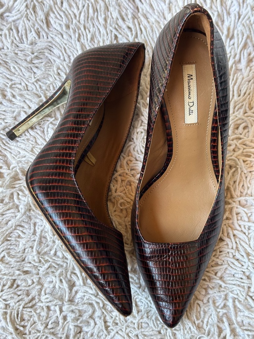 Stunning Massimo Dutti High heels uk4 Black Animal scalloped heel BB001 main image 0
