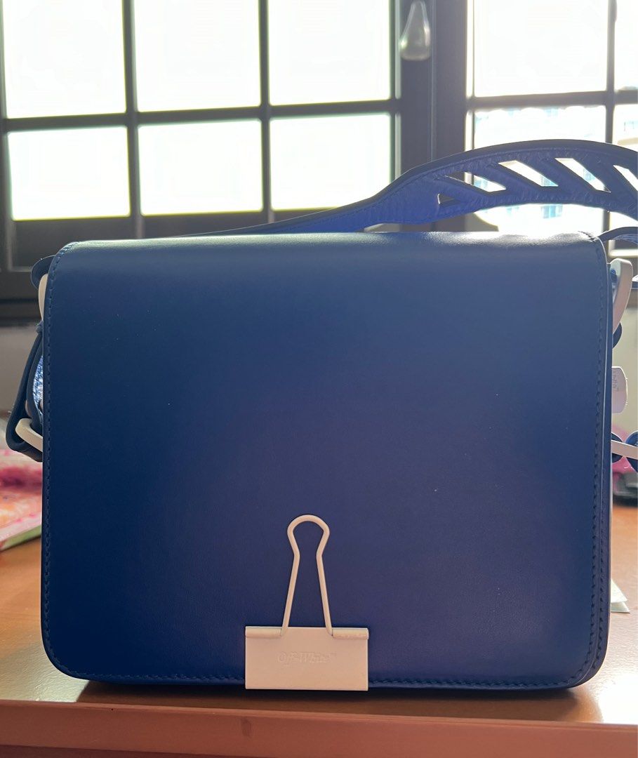 Off white binder clip bag blue discount